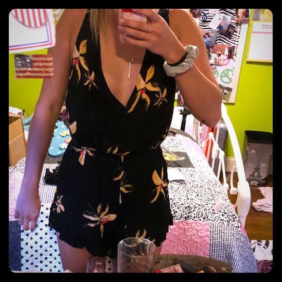 Free people Intimately black floral romper - Picture 3 of 7